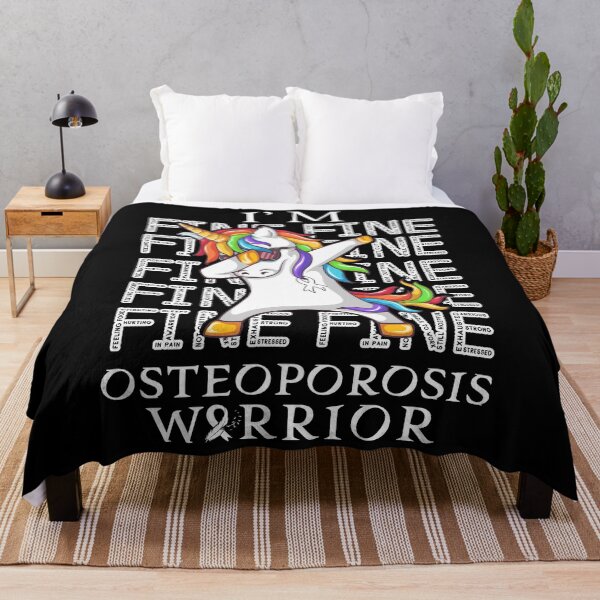 Item preview, Unicorn Osteoporosis Warrior I'm Fine Osteoporosis Awareness designed and sold by Hatjar.