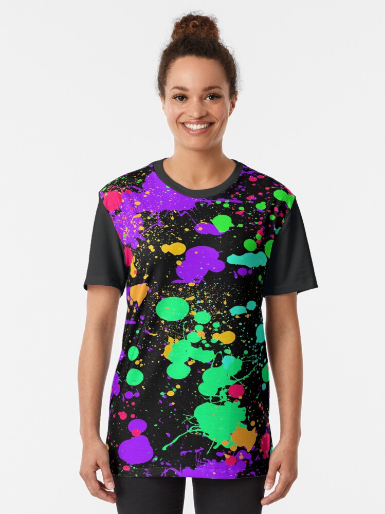 "Paint Splatter, Neon Effect" Tshirt for Sale by longdistgramma Redbubble paint splatter