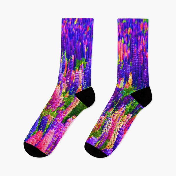 Item preview, Field with lupine flowers in blue, pink and purple designed and sold by fowons.