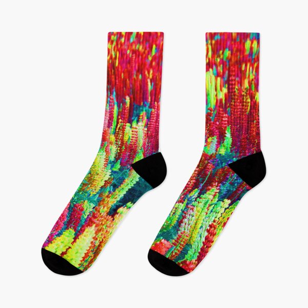 Item preview, Field with lupine flowers in red and yellow designed and sold by fowons.