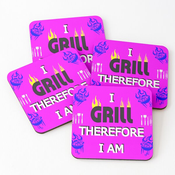 Item preview, I GRILL Therefore I Am - Grill Lovers and BBQ Enthusiasts - Hot Pink designed and sold by ThisNThatImages.