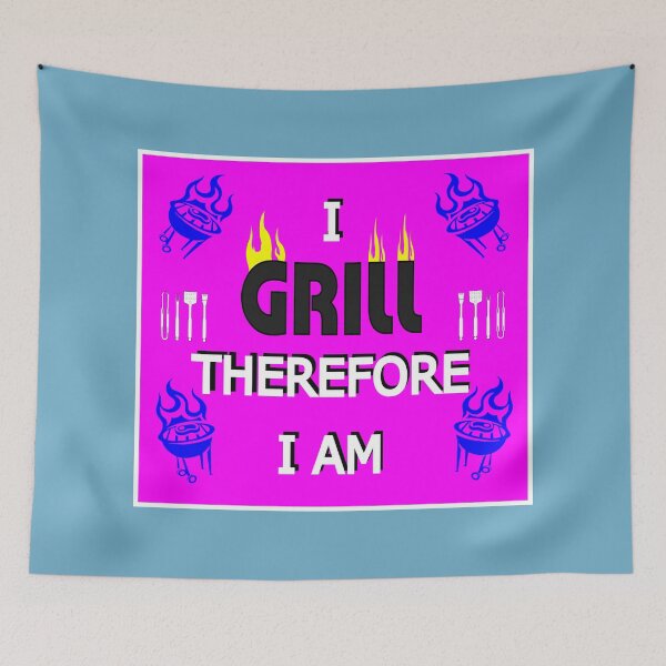 Item preview, I GRILL Therefore I Am - Grill Lovers and BBQ Enthusiasts - Hot Pink designed and sold by ThisNThatImages.