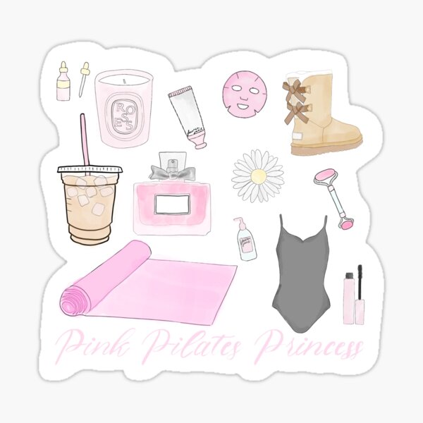 pink pilates princess mood board  Sticker for Sale by Lauren Jane୨୧