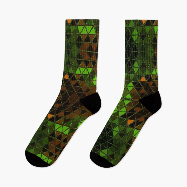 Item preview, Geometric Kaleidoscope Triangles Green and Orange designed and sold by WormholeOrbital.