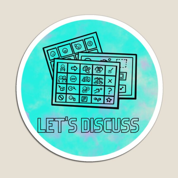 Item preview, AAC Funny Let's Discuss Teal Sticker designed and sold by ChloeLovesColor.