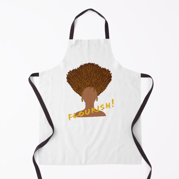 Item preview, Flourish! Natural Hair Upward Curly Afro with Gold Earrings and Yellow Gold Lettering (White Background) designed and sold by ArtByLM.