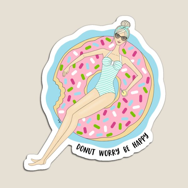 Donut Worry Be Happy Blonde Magnet