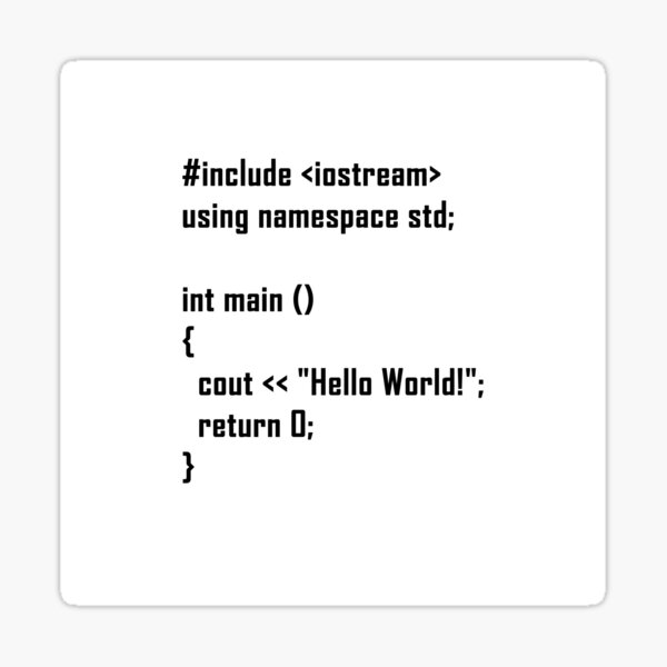 Hello World! C++ (Black) Sticker