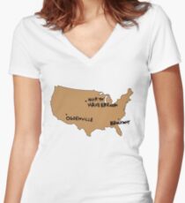 Ogdenville, North Haverbrook and Brockway Women's Fitted V-Neck T-Shirt