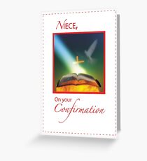 Niece Confirmation Dove, Bible, Cross Greeting Card