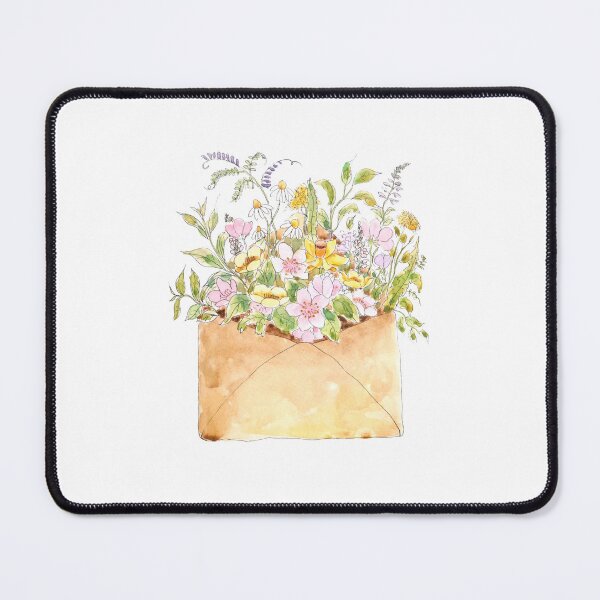 Item preview, pink cherry blossom flowers in light brown envelop ink and watercolor  designed and sold by ColorandColor.