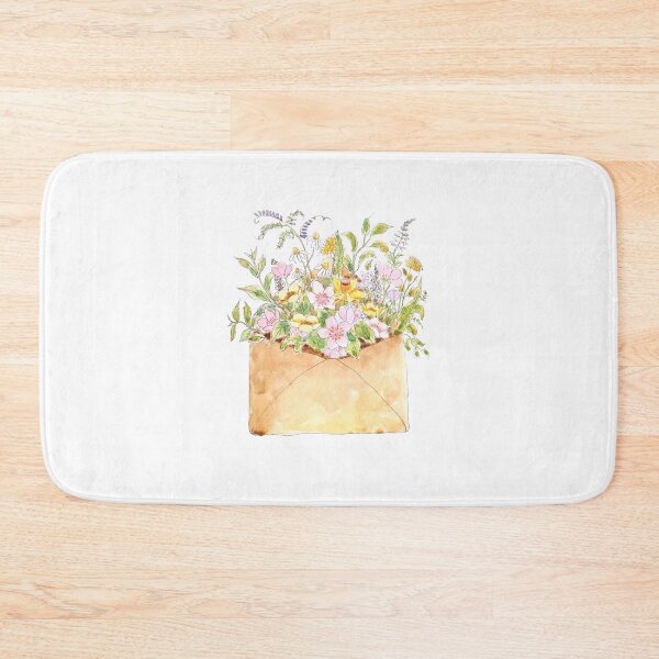 Item preview, pink cherry blossom flowers in light brown envelop ink and watercolor  designed and sold by ColorandColor.
