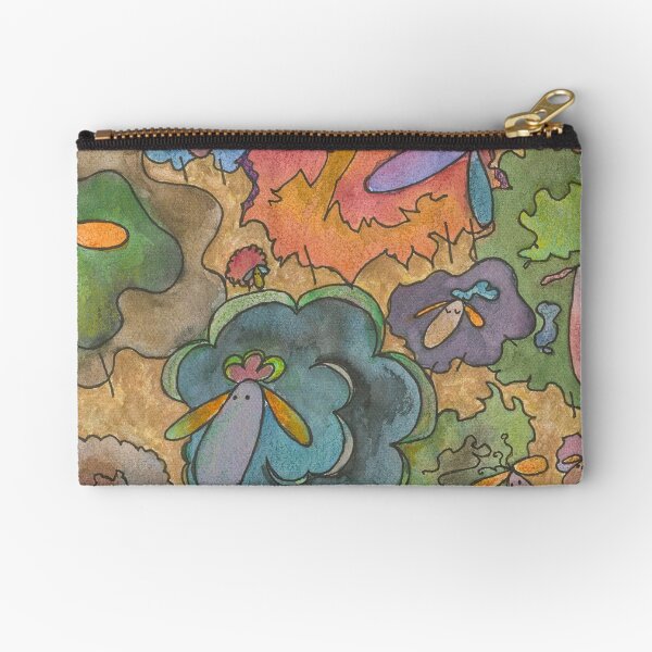 "Art Yarn Spinners' Flock" Zipper Pouch for Sale by ChillonLeachArt