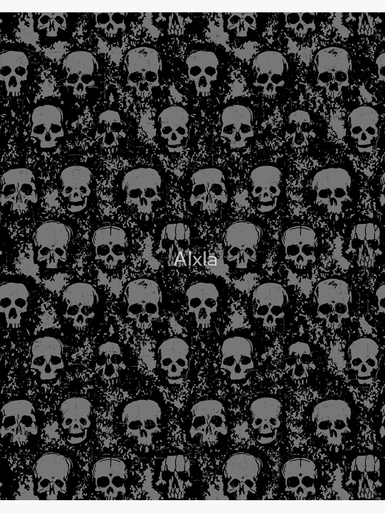 Black skulls print skull pattern hand drawn Vector Image