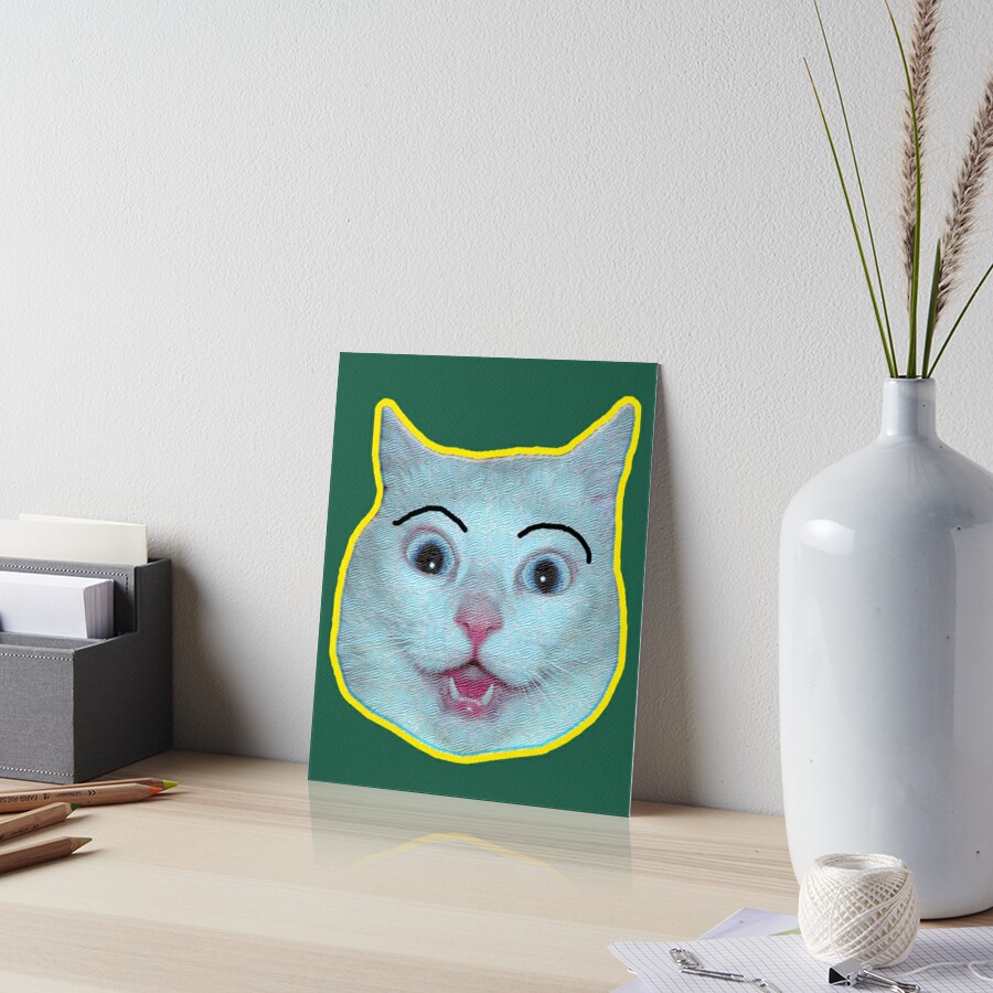 "cat meme Eyebrows 1 halloween cat meme " Art Board Print by