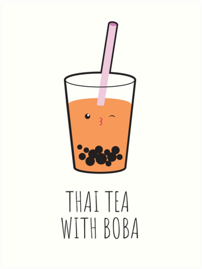 "Thai Milk Tea with Boba" Art Prints by kwamatics | Redbubble
