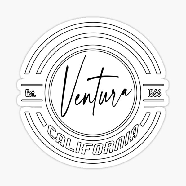 Ventura California Retro Logo (White) Sticker