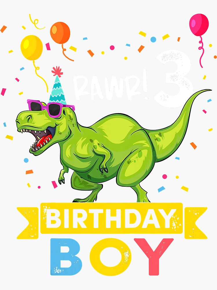 3 ans anniversaire dinosaure T-Rex garçon' Autocollant