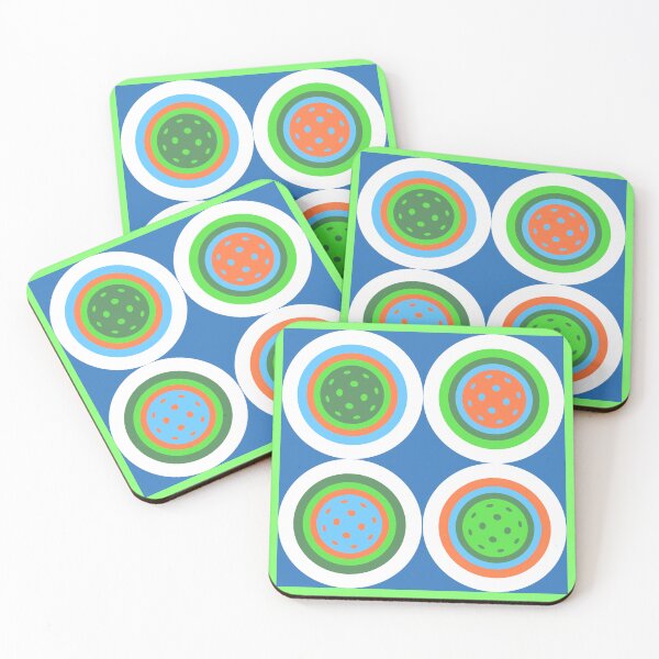 Item preview, Pickleball Summer Polka Dots - Orange Pickleball, Court Green, Blue Sky Fabric designed and sold by GreenCarbon2112.