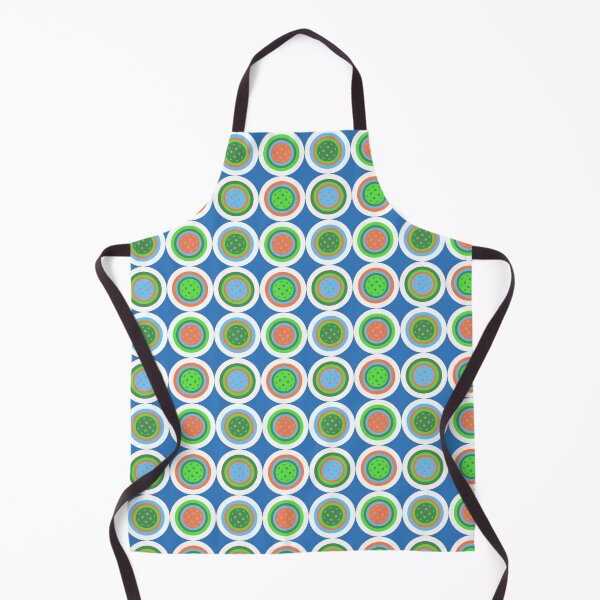 Item preview, Pickleball Summer Polka Dots - Orange Pickleball, Court Green, Blue Sky Fabric designed and sold by GreenCarbon2112.