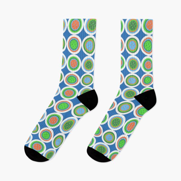 Item preview, Pickleball Summer Polka Dots - Orange Pickleball, Court Green, Blue Sky Fabric designed and sold by GreenCarbon2112.