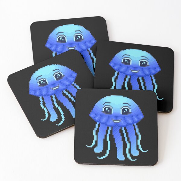 Item preview, Blue pixel jellyfish designed and sold by tees-n-treats.