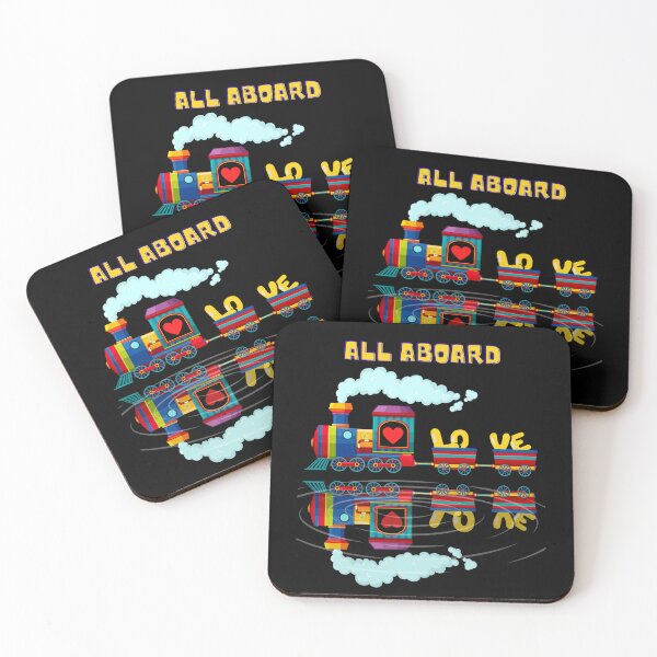 Item preview, All Aboard Multi Color Retro Love Train Reflection Yellow Letters Graphic designed and sold by podguy.
