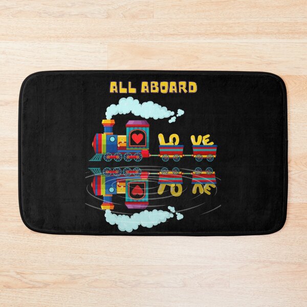 Item preview, All Aboard Multi Color Retro Love Train Reflection Yellow Letters Graphic designed and sold by podguy.