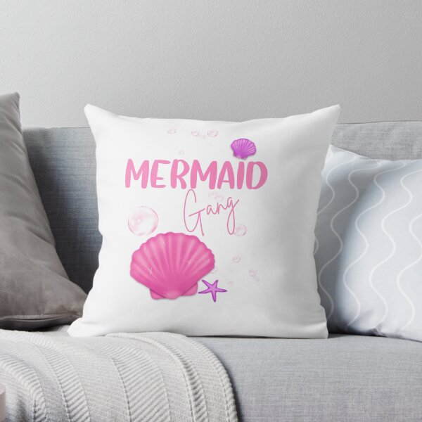 Mermaid gang, mermaid nursery decor, Under the sea themed nursery or baby shower decor Throw Pillow