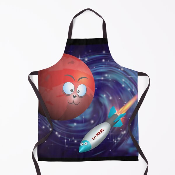 Item preview, Funny cartoon space. Stylistic red planet Mars with eyes and 3d colored serious rocket with a bright fiery jet against the background of a spiral galaxy designed and sold by GAleksS.
