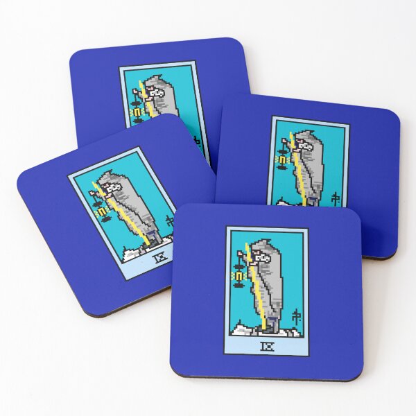 Item preview, Wait, is this pixel art tarot? Blue - Major Arcana 'The Hermit' (Design for T-shirt, stickers and other accessories) designed and sold by Pixel Waite.