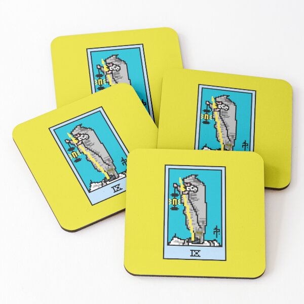 Item preview, Wait, is this pixel art tarot? Yellow - Major Arcana 'The Hermit' (Design for T-shirt, stickers and other accessories) designed and sold by Pixel Waite.