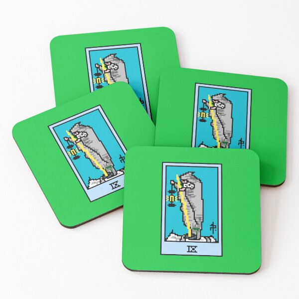 Item preview, Wait, is this pixel art tarot? Green - Major Arcana 'The Hermit' (Design for T-shirt, stickers and other accessories) designed and sold by Pixel Waite.
