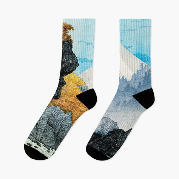 Item preview, Japanese woodblock printing Of Foot of Mount Ashitaka By Hiroaki Takahashi,autumn,fall,Vintage, Blue ,woodcut,Japan,Ukiyo,vintage, volcano,mountain,nature,  designed and sold by Tamas Das.