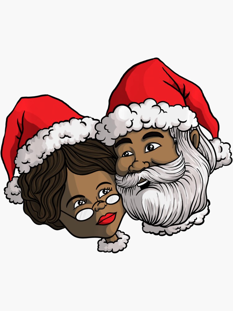 "African American Santa Black Mrs Claus African American Gift" Sticker