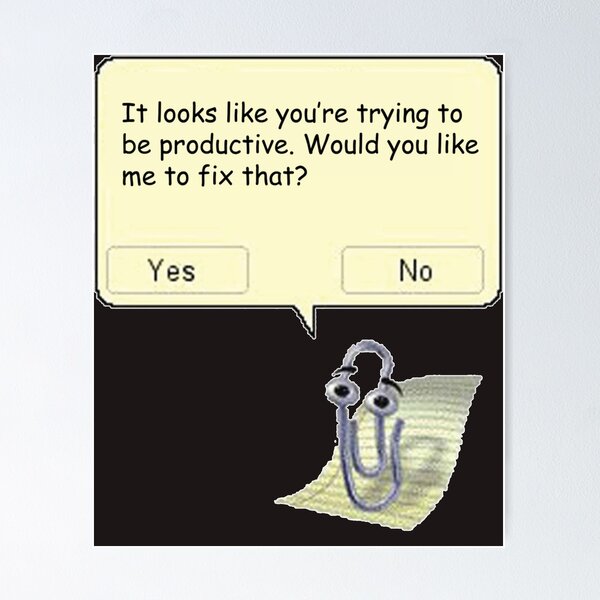 Microsoft Clippy Suicide Assistant Meme shirt Parody - Humor - Posters and  Art Prints