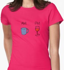 AM Coffee PM Wine Women's Fitted T-Shirt