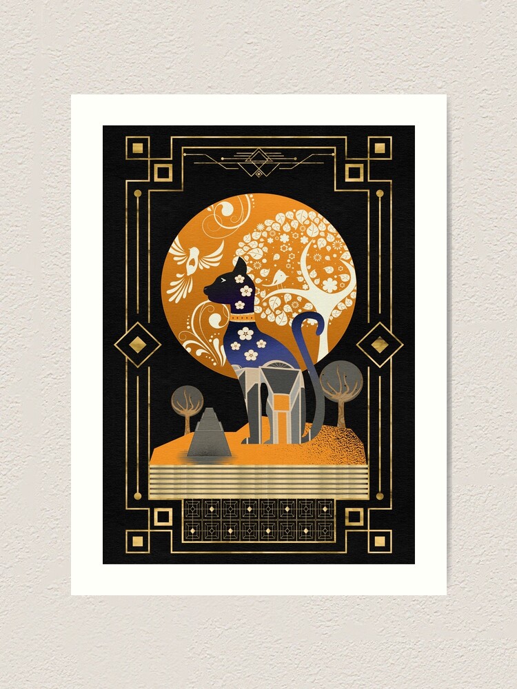 "Art Deco Print Cat Art Deco Art Deco Bathroom Decoration Vintage