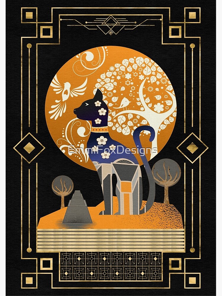 "Art Deco Print Cat Art Deco Art Deco Bathroom Decoration Vintage