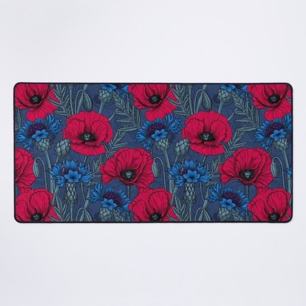 Item preview, Red poppies and blue cornflowers on blue designed and sold by Katerina Mitkova Kirilova.