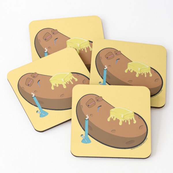 Item preview, Stoned baked potato with bong Funny Stoner Cartoon Art designed and sold by YomeHayin.