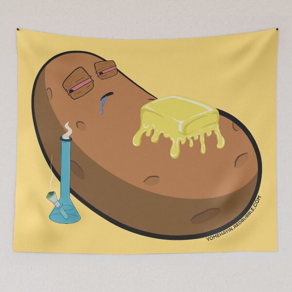 Item preview, Stoned baked potato with bong Funny Stoner Cartoon Art designed and sold by YomeHayin.