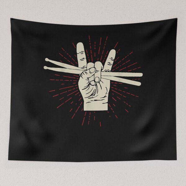 Item preview, Vintage Drummer Drum Sticks Rock & Roll Hand Horns Gift T-Shirt designed and sold by maverickbott.