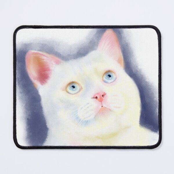Item preview, curious white cat designed and sold by chrisbats.