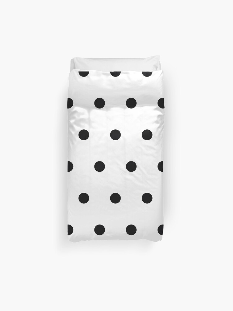 Jet Black Black White Polka Dots Duvet Cover By Patternplaten