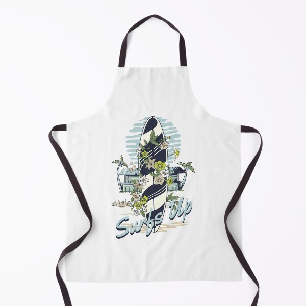 Item preview, Surfs Up Summer Beach t-shirt. Sunny ocean days illustration with palms, surf board, cat, dog and waves. designed and sold by Barb Hamilton ⭐⭐⭐⭐⭐.