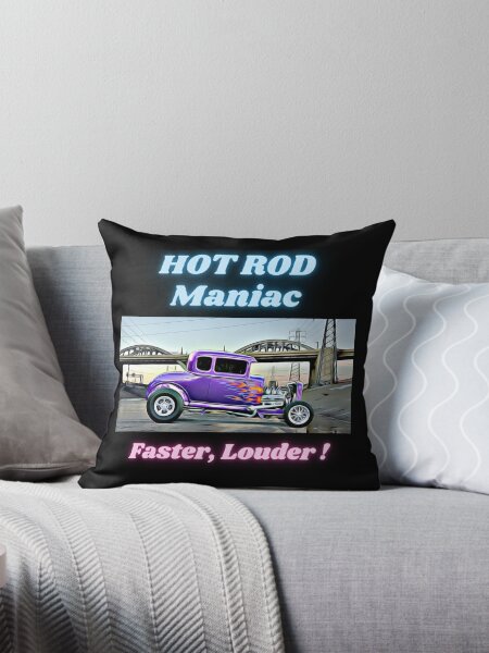 #002 american hot rod maniac vintage cars - cartoon gta v style coussin