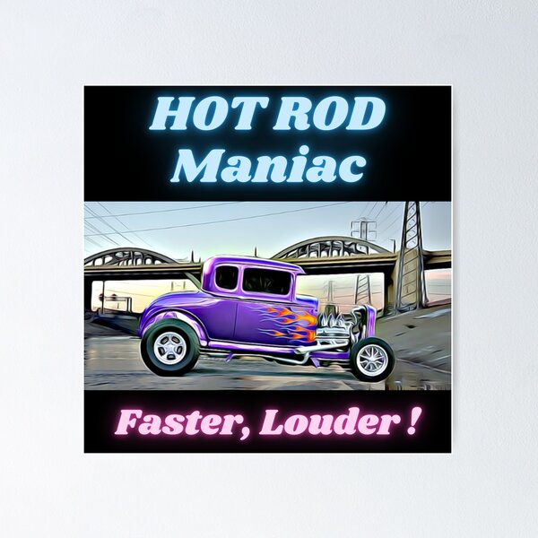 #002 american hot rod maniac vintage cars - cartoon gta v style poster