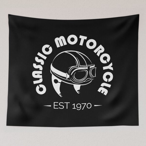 Item preview, Classic motorcycle with helmet in retro style - motorcycle logo designed and sold by AndreMi.