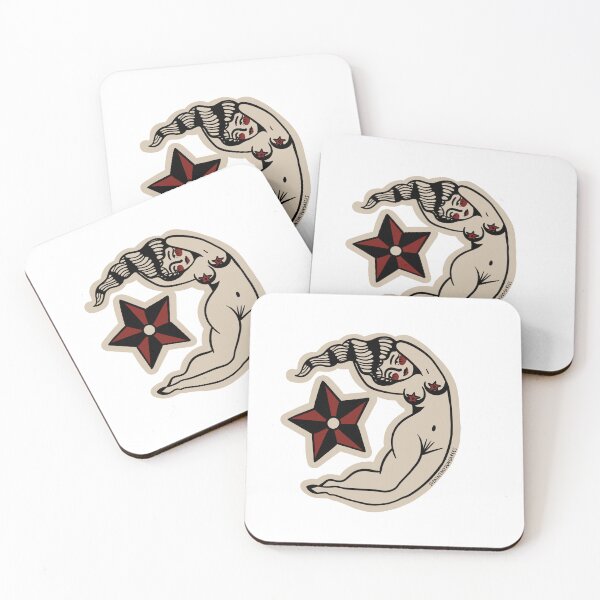 Item preview, Traditional Tattoo Flash Moon Lady designed and sold by Rebecca Murray.